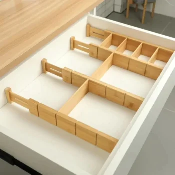 4pcs Set Bamboo Drawer Divider with Inserts