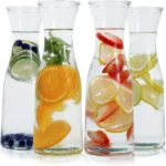 Glass Carafe with White Lids