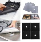 4 Piece Stove Covers  Silver and Black