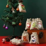Jute Linen Drawstring Christmas Gift Bags