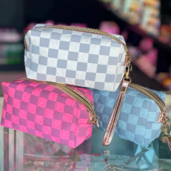 Checkerboard Pattern Cosmetic Travel Large Bag