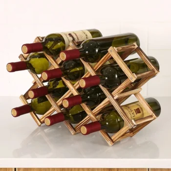 Foldable10 Slot Wooden Wine Bottle RackΒ