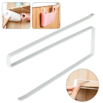 White or Black Under-Shelf Paper Towel Holder