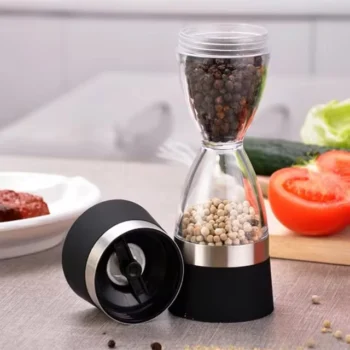 Manually Adjustable Hourglass 2-in-1 Dual Salt & Pepper Mill
