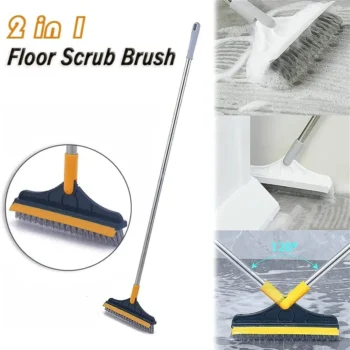 3 in 1 Floor Scrubbing V Shaped Brush, Broom, and Squeegee
