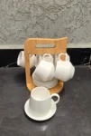 12-piece Unique Cappuccino Cup Set with Bamboo Stand 1 Unique Cappuccino Cup Set