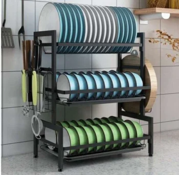 3-Tier Dish Rack with Cutlery and Chopping Board Holder