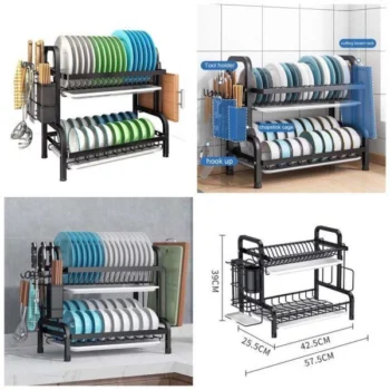 High Quality Heavy Duty 2 Tier Dish Rack with Cutlery HolderΒ